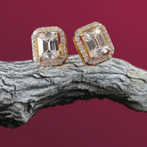 White Finish Zircon Stud Earrings In 925 Sterling Silver